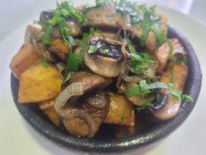 Mushroom and potato hot clay pot. Lovely and filling! at Fleur  in Kutaisi