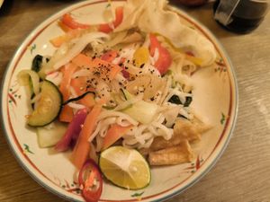 Stir fried noodles with mushrooms and tofu at Ba Dam Vegetarian Restaurant in Hoi An
