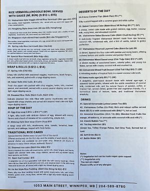 All items are vegan or can be made so, except those with ** are vegetarian   at Spice Cove Bistro in Winnipeg