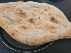 Veganised bread. Note that breads listed on the menu all contain sour cream, but staff were happy to make a custom vegan Lavash bread 💜🙏 at Doli - Kutaisi in Kutaisi