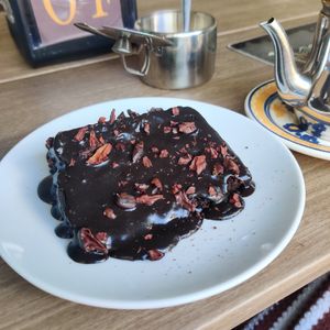 Chocolate cake with nibs at Café com Cacau  in Itacare