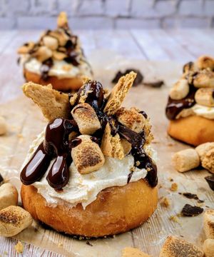 Campfire s'mores cinnamon buns at Twisted in Amherst