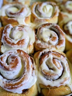 Classic cinnamon buns at Twisted in Amherst
