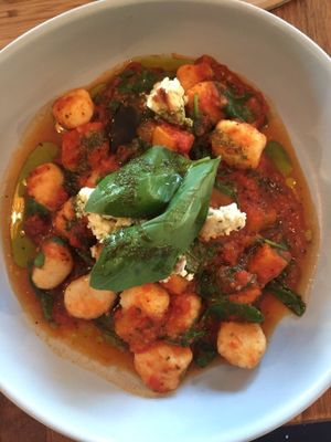 Gnocchi (with tomato sauce, spinach, pumpkin and almond feta) at Sister of Soul in St Kilda