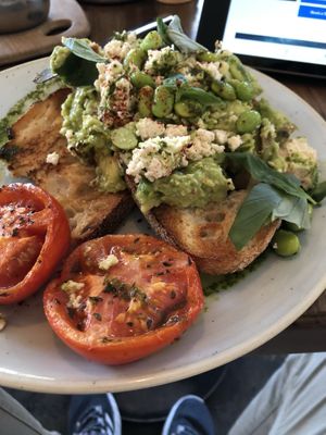 Smashed avocado with almond feta  at Sister of Soul in St Kilda