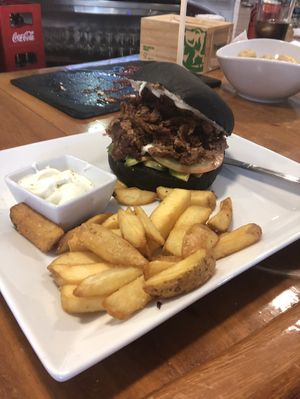 Vegan pulled pork burger 🍔   at Bar La Plazuela in Gran Canaria