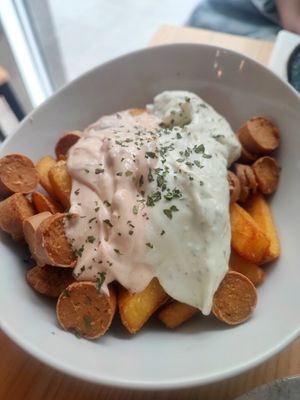 Salchipapas at Bar La Plazuela in Gran Canaria