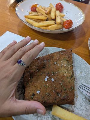 Vegan half cachopo at Bar La Plazuela in Gran Canaria
