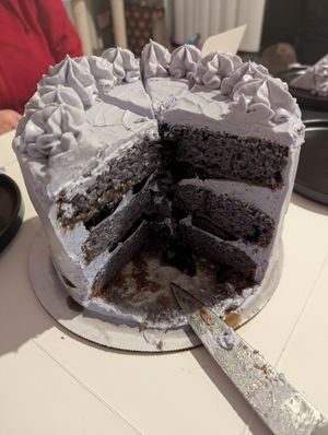 Ube Bubble Tea Cake (cut) at Mix For A Mission in Kirkland