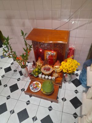 Buddha shrine #Veganuary at Thuyền Ẩm Thực Chay in Ho Chi Minh City