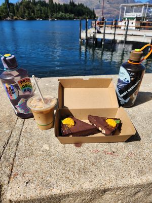 Chocolate tart - looks yum but was pretty average, seemed to be solid coconut oil at Vudu Cafe and Larder in Queenstown