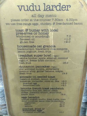 Menu, part 1/2 at Vudu Cafe and Larder in Queenstown