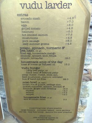 Menu, part 2/2 at Vudu Cafe and Larder in Queenstown