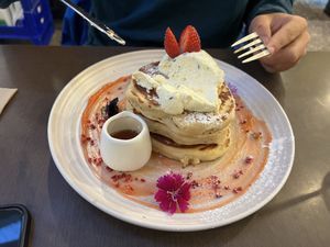 Vegan pancakes  at Vudu Cafe and Larder in Queenstown
