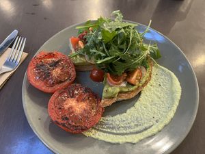 Avocado toast with extra tomatoes   at Vudu Cafe and Larder in Queenstown