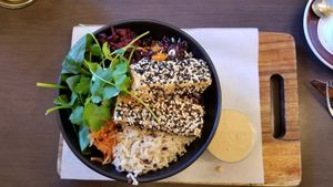 Super Food bowl with ginger & peanut sauce ~ Very good! at Vudu Cafe and Larder in Queenstown