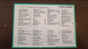 Menu ~ October '18 at Vudu Cafe and Larder in Queenstown