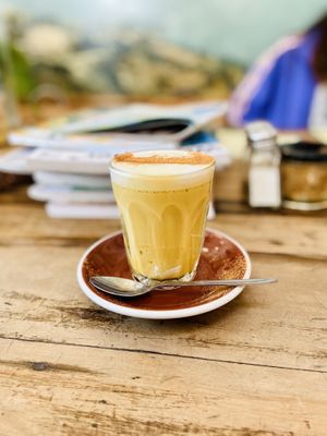 Turmeric latte  at Vudu Cafe and Larder in Queenstown