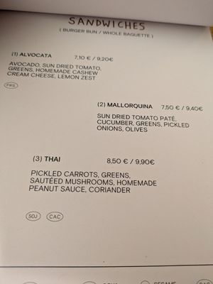 Sandwich menu at La Consciente - Gràcia in Barcelona
