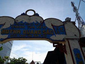 Next to this Chinese temple #Veganuary at Tiệm Chay Quận 8 in Ho Chi Minh City