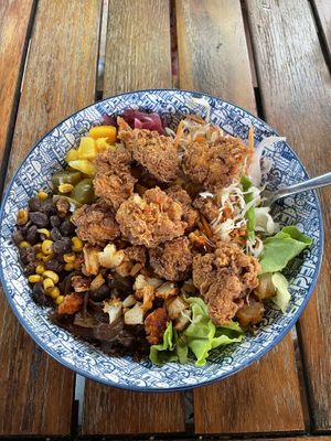 Low Carb Nudie Bowl with popcorn cauliflower (ask for dairy free)  at Three Pigs in Port Vila