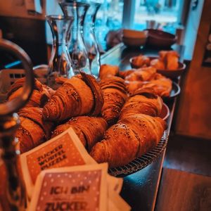 französische croissants plain oder mit selbstgemachtem süßem kürbiskernaufstrich & beeren ragout at Von Zehn bis Vier at Academy Bar in Salzburg