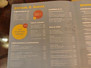 Menu at Von Zehn bis Vier at Academy Bar in Salzburg