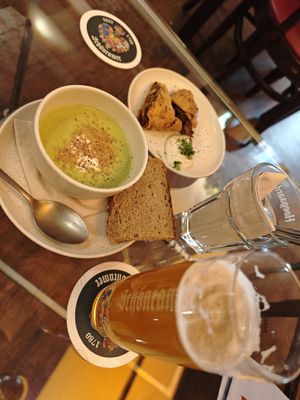Soup and a pastry with tofu, soooooo delicious omg at Von Zehn bis Vier at Academy Bar in Salzburg