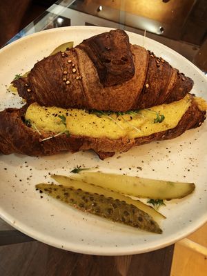 Croissant with "egg" spread! Love it! at Von Zehn bis Vier at Academy Bar in Salzburg