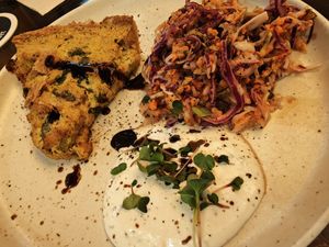 Spinach quiche with coleslaw, yummy! at Von Zehn bis Vier at Academy Bar in Salzburg