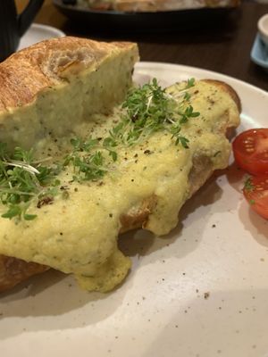 Croissant with vegan egg spread  at Von Zehn bis Vier at Academy Bar in Salzburg
