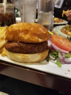 Vegan burger at Poppy's Pizza and Grill in Estes Park