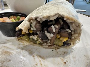 Veggie burrito without cheese or sour cream  at DEN - Mesa Verde Bar & Grill - Concourse A in Denver