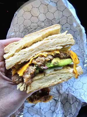 Sausage, Egg, and Cheese Breakfast Sandwich on a Biscuit at Viridis in Pittsburgh