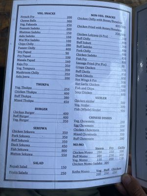 Menu  at Sauraha Dream Palace in Ratnanagar