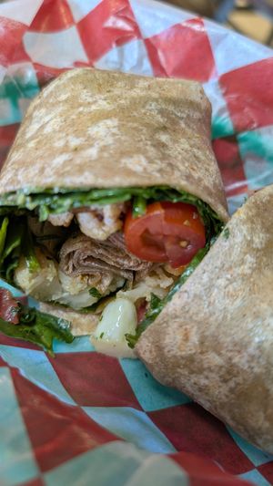 Bugs Bunny wrap -- cauliflower and vegan pesto at Nozzo Pazzo in Vienna
