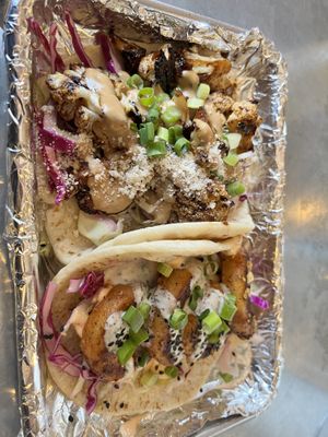 Cauliflower/ vegan shrimp tacos  at Yellow City Street Food - YCSF in Amarillo