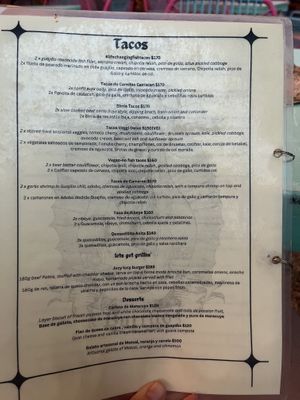 Menu page 3  at Carlito Burrito in Tulum