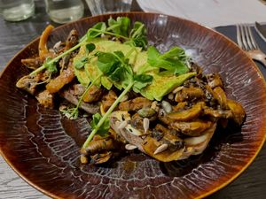 Vietnamese style toast with oyster mushrooms   at Espresso Quartier in Maastricht