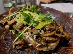 Vietnamese style toast with oyster mushrooms   at Espresso Quartier in Maastricht