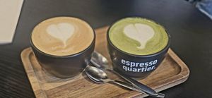 Flat white & latte matcha at Espresso Quartier in Maastricht