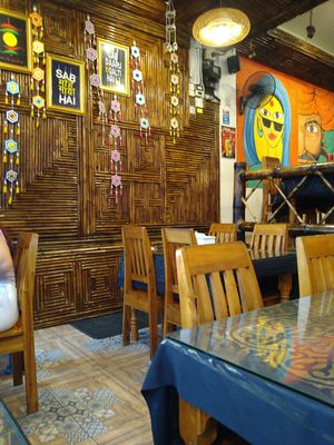 Tables are in two levels, many stairs to the restaurant #Veganuary at Tandoori Night's Restaurant in Ao Nang