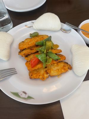 Fried “fish” with bao buns  at Tofu Vegan - Gloucester Rd in South West London