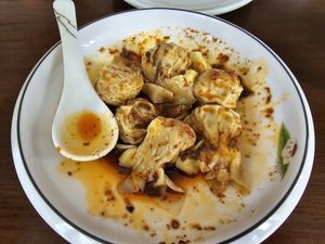Wontons in house special sauce at Tofu Vegan - Gloucester Rd in South West London