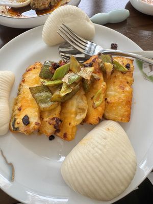 Twice cooked “fisc"  at Tofu Vegan - Gloucester Rd in South West London