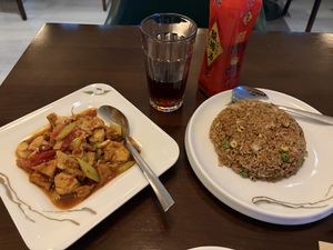 Pickled chilli tofu/chickn and special fried rice  at Tofu Vegan - Gloucester Rd in South West London