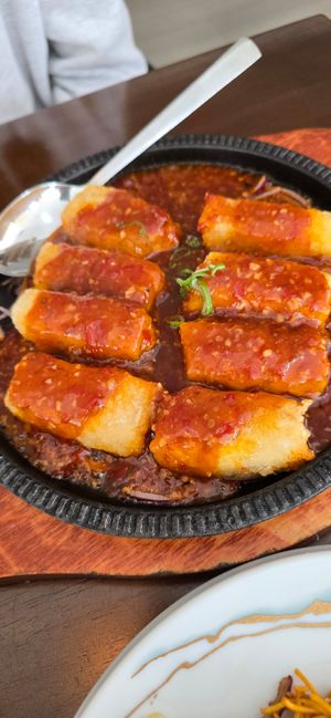 Sizzling tofu in house sauce (spicy!) at Tofu Vegan - Gloucester Rd in South West London