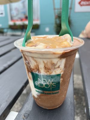 brownie batter, peanut butter with salty peanut butter drizzle topping   at Davvero Gelato in Richmond