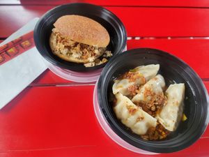 Tofu crumble buns and veggie dumplings. #Veganuary at Dang Dude in Tampa