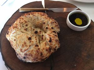 Bread with olive oil, oregano, and sea salt. at Falora in Tucson